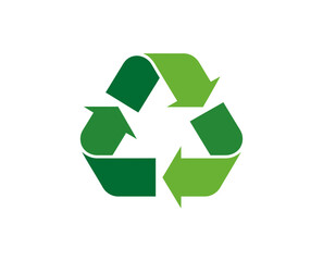 Obraz premium A green recycling symbol icon with three arrows in a circular motion