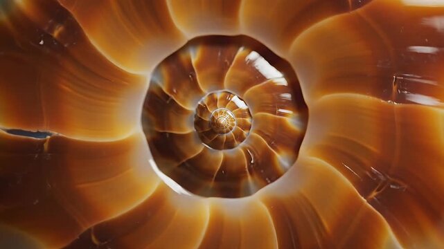 Stunning nautilus shell with intricate spiral design and vibrant brown colors