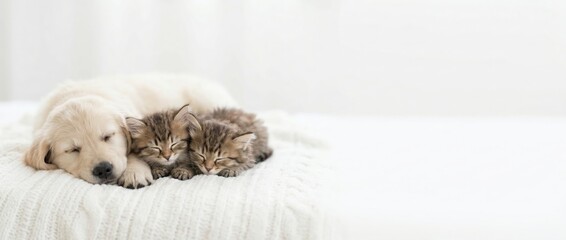 Fototapeta na wymiar Cuddly pets bonding moment cozy home cute animals indoor setting close-up view friendship and comfort