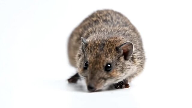 An adorable brown furry mouse-like creature with a curious gaze