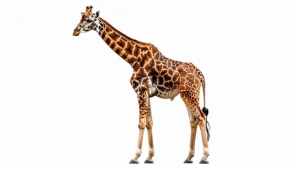 Obraz premium Standing Giraffe on White Background – Wildlife Photography
