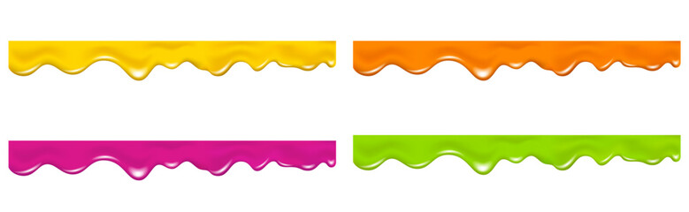 Pink, green, yellow, orange drip cream drops, jelly.