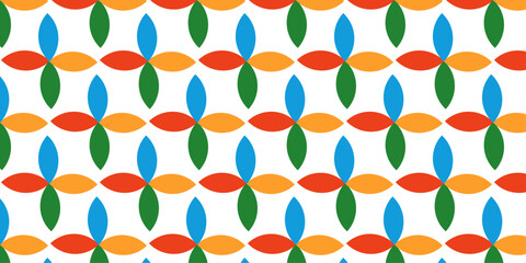 seamless vector overlap pattern circle ornament colorful stars element fabric textile design. creative diamond repeat decoration print floral texture background.