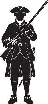 Revolutionary war soldier holding musket rifle historical patriot vector silhouette art