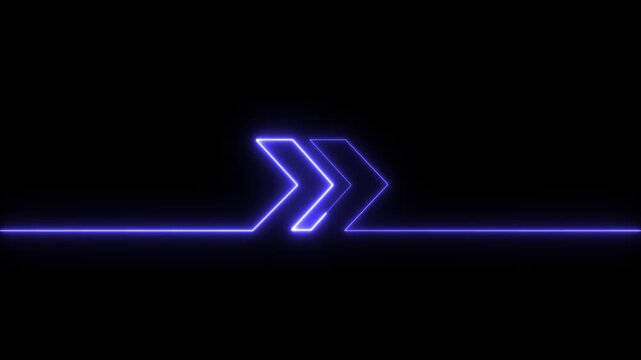 Glowing neon Right Directional Arrow Loop Animation. arrows sign animation Right concept,neon line directional Right arrow animation. 4k video