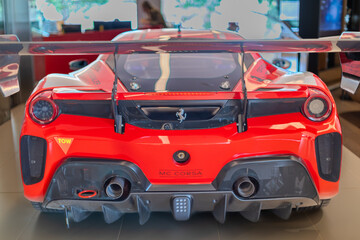 Naklejka premium 2 March 2026 Italian Car beautiful Ferrari large mag wheels bright colours on show in Sydney NSW Australia