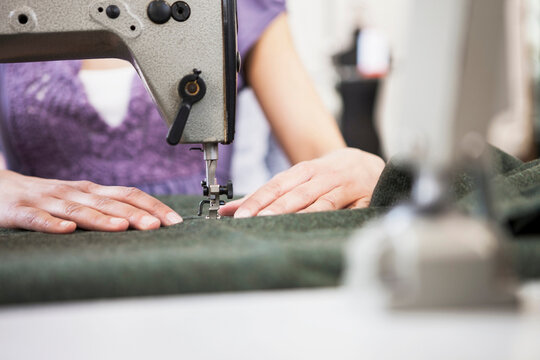 Close-up of seamstress at work