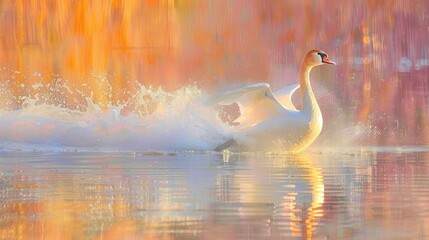 view of an eagle flying in the forest decorated with plants and sunlight
