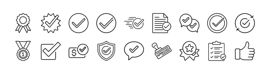 Collection of checkmark icons for approval and validation purposes © Tufan