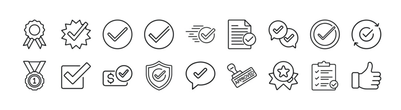 Collection of checkmark icons for approval and validation purposes