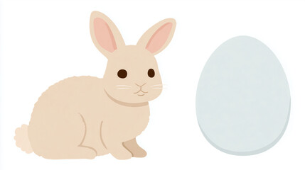 Obraz premium Cute illustration of a bunny with an egg, perfect for Easter celebrations and seasonal designs.