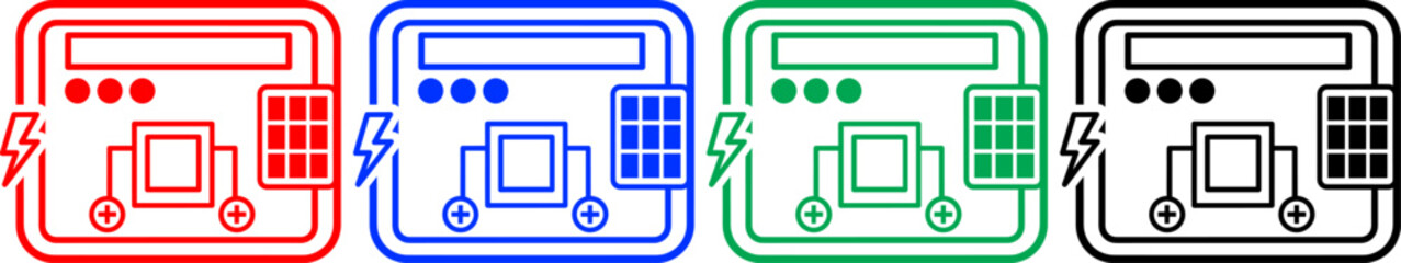 Fototapeta premium Electrical testers solar panels red blue green black circuit energy icons