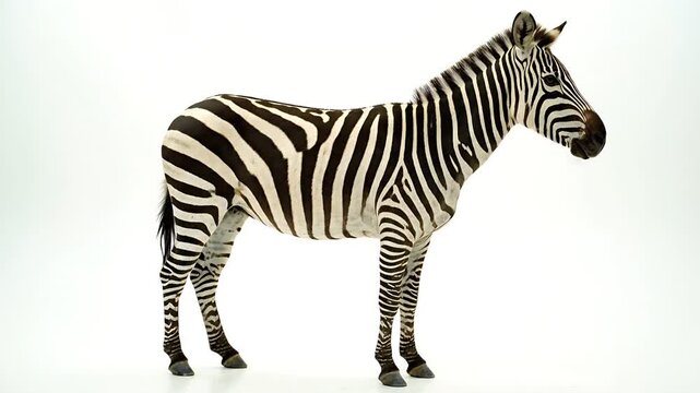 A striking zebra showcasing its distinctive black and white stripes, posing elegantly 