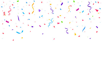 Bright Colorful Confetti Background with Curly Party Streamers for Celebration Templates