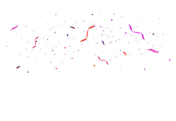 Purple and Pink Party Confetti with Curly Streamers Isolated on Transparent Background for Festive Celebration Design