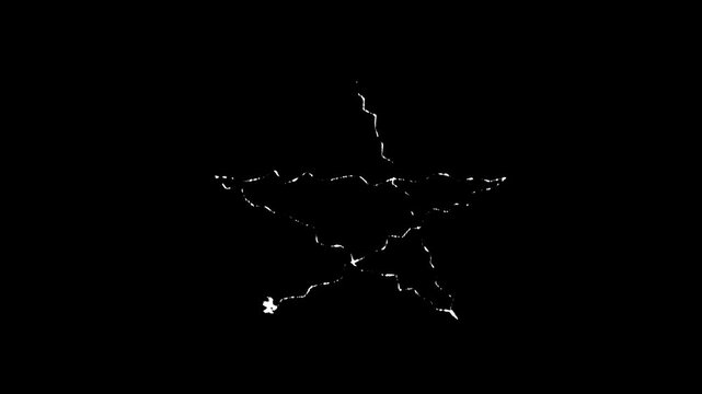 Animated White star Lightning Bolts &ndash; Cartoon Thunderstorm Electric Power FX, Heavy Storm Clouds, Comic Manga Style Shiny Thunder Strikes, 4K Transparent Alpha Channel Overlay on Black Background