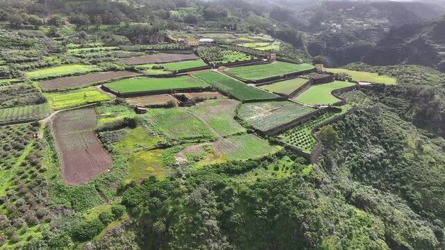 Aerial view of Barranco de Teror, Gran Canaria, Canary Islands, Spain
