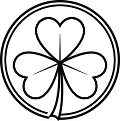 Fototapeta premium A black and white line drawing of a four leaf clover in a circle