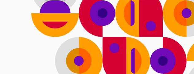 Obraz premium Abstract geometric shapes, vibrant colors, overlapping circles, playful design. Modern aesthetic, simple composition, bold visual impact.
