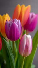 Fototapeta premium Close-up bouquet of tulips vibrant spring floral photography