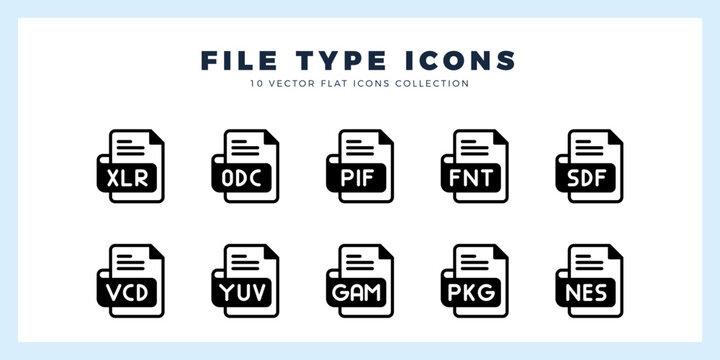 10 File Type Lineal Fill icon pack. vector illustration.