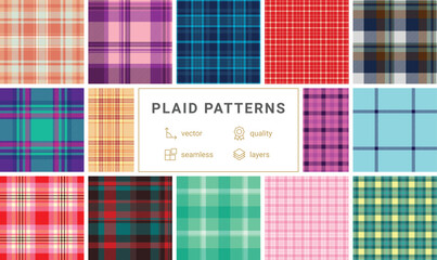 Plaid pack designed for fashion lookbooks and campaigns. Tartan patterns adapt to digital mockups, social media posts, and e-commerce visuals. Vector structure allows reuse.
