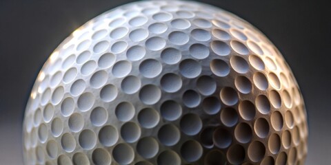 Close-up View of a Spherical Object with Numerous Dimples, Showing Detailed Texture and Subtle Lighting Variations
