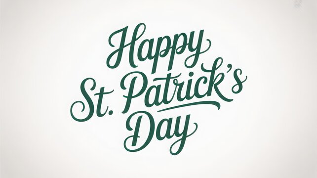 Elegant cursive lettering displays a happy st patrick s day greeting on white