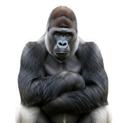 Naklejka premium Thoughtful gorilla isolated on transparent background