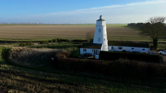 Comprehensive Bird Eye View Of The Landmark Lighthouse And Coastal Setting Near Sutton Bridge England
