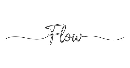 Obraz premium Elegant continuous line art of the word flow. No editable strokes