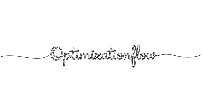 Elegant black continuous line typography of optimization flow. No editable strokes
