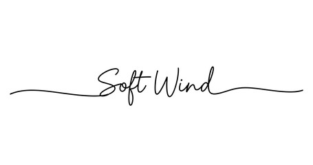 Elegant handwritten script font design with the words 'soft wind' in black. No editable strokes
