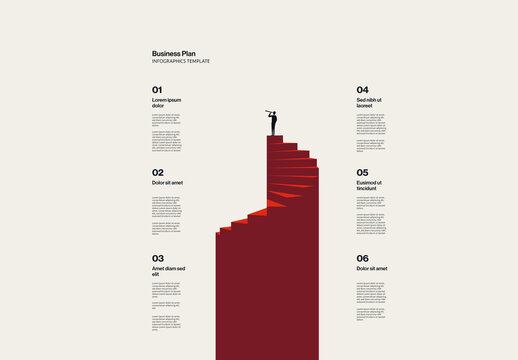Business Plan Strategy Infographic Template with Rounded Staircase