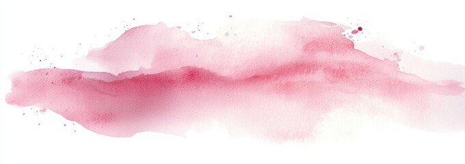 Obraz premium soft pink watercolor wash with splatters and visible paper texture, serene dreamy abstract horizontal banner