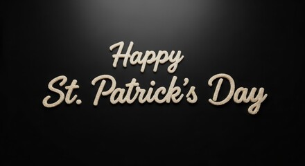 Obraz premium Happy st patrick s day greeting with elegant gold lettering on a dark background