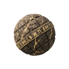 Ancient Runic Stone Orb with Glowing Cracks