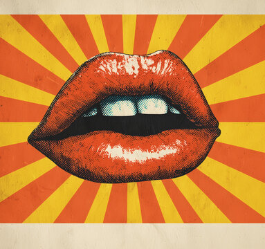 Labios de mujer estilo pop-art