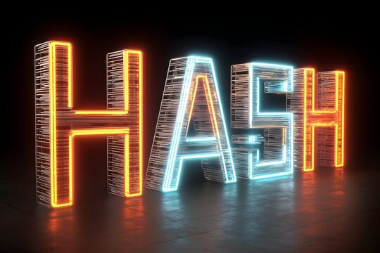Futuristic neon hash symbols evoke tension and excitement in digital security innovation.