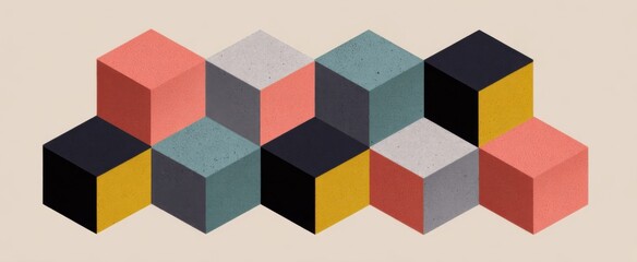 Obraz premium Bold blocks dance like a happy parade on a calm neutral field