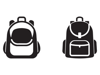 Fototapeta premium Backpack school bag icons silhouette style simple black and white illustrations for design and education concepts