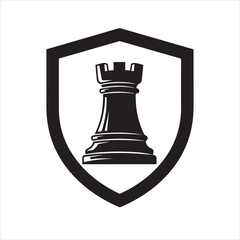 Chess Rook vector illustration Black and White Vector Illustration © Mun
