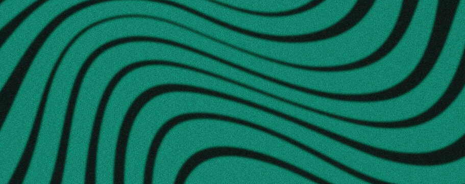 Teal green flowing wavy line abstract background, smooth curved gradient pattern noise texture, for modern banner black backdrop- poster cover design