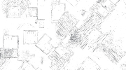 Obraz premium Abstract architectural blueprint with geometric shapes and hatching patterns in grayscale plan