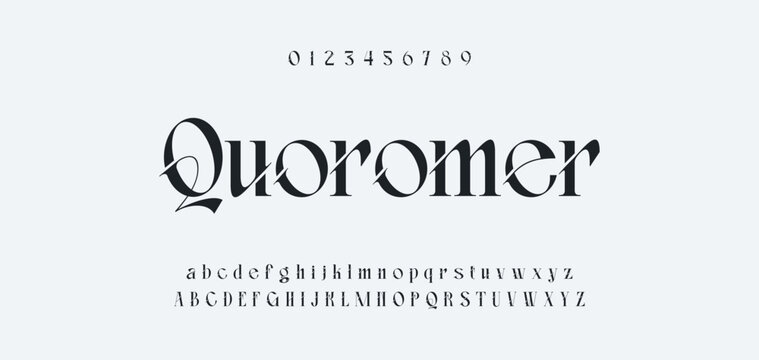 Elegant Font Uppercase Lowercase and Number. Classic Lettering Minimal Fashion Designs. Typography modern serif fonts regular decorative vintage concept. vector illustration