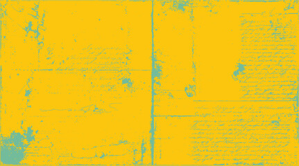 Fototapeta premium Yellow and teal distressed antique document with handwritten script paper
