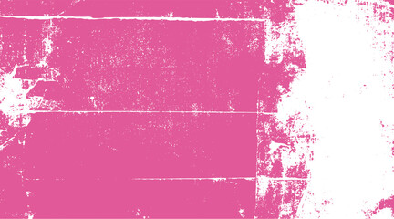 Fototapeta na wymiar Pink and white distressed textured background with rough edges and scattered speckles grunge