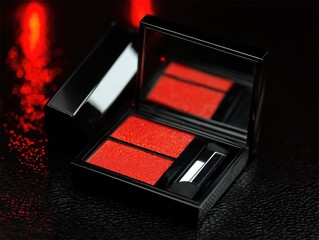Luxury Red Shimmer Blush Makeup Compact.