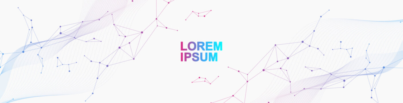 Global network connection website header or banner design. Abstract background with connecting dots and lines. Global business. Social network communication. Internet technology. Vector illustration