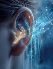 Close-up of ear, ethereal light